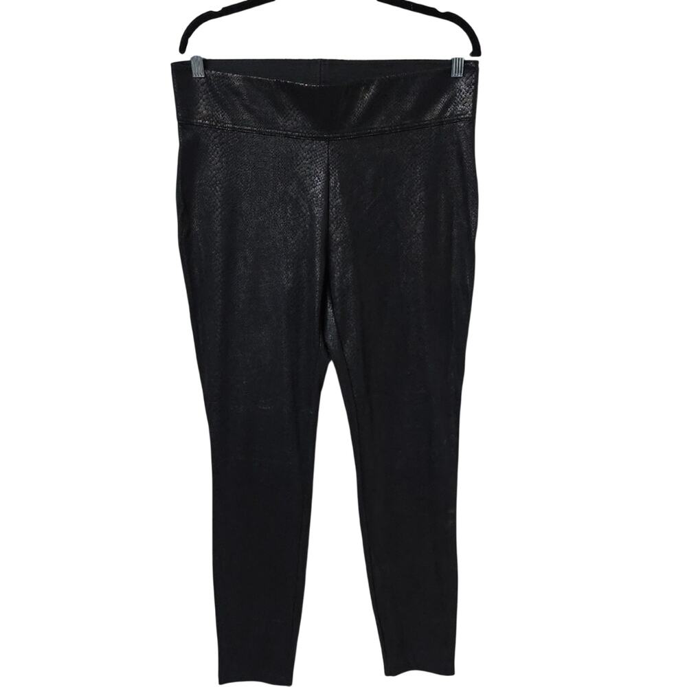 MeMoi Sophisticaed Metallic Black Snakeskin Leggins Womens Size L/XL NWT